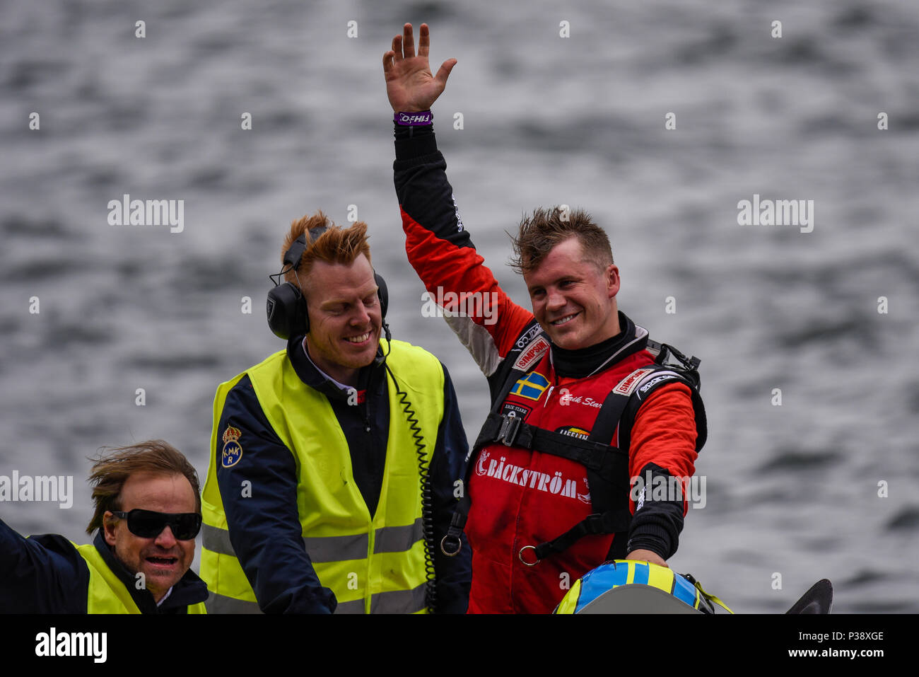 Erik Stark vincitore del round 2 della UIM F1H2O World Championship Powerboat per Maverick F1, presso il Royal Victoria Dock, Londra, Regno Unito Foto Stock