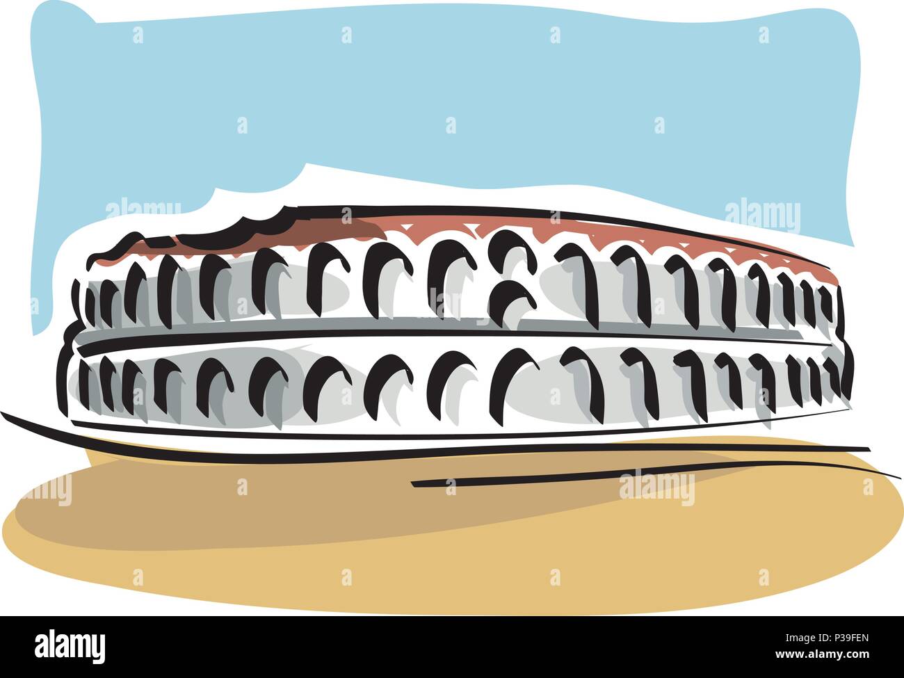 Illustrazione vettoriale dell'Arena di Verona, l'Anfiteatro Romano Illustrazione Vettoriale