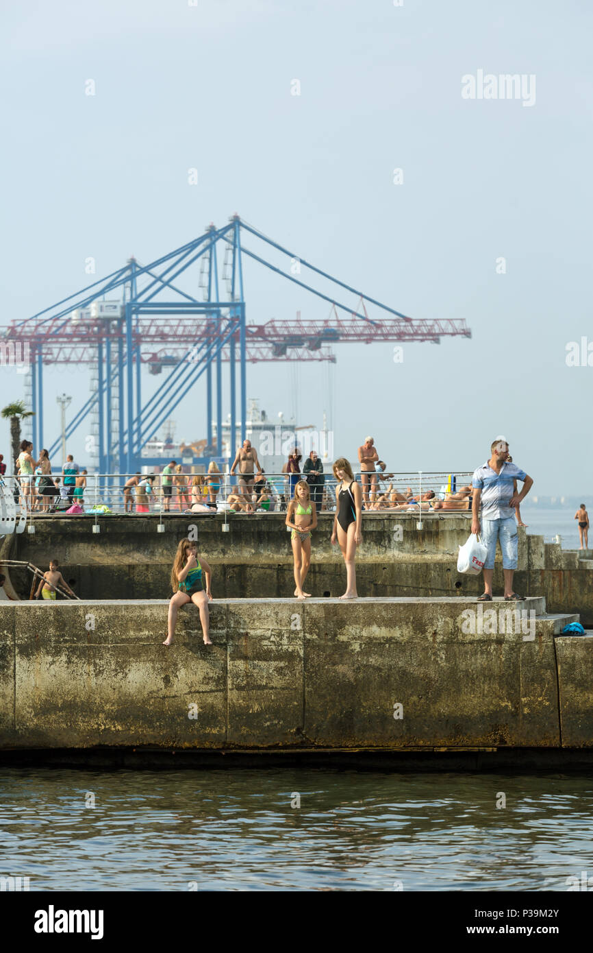 Odessa, Ucraina, stallo con prodotti a base di carne Foto Stock