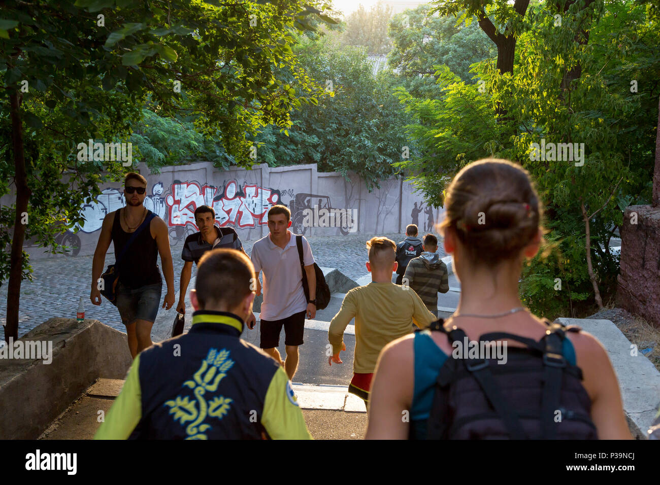 Odessa, Ucraina, passanti su una scala Foto Stock
