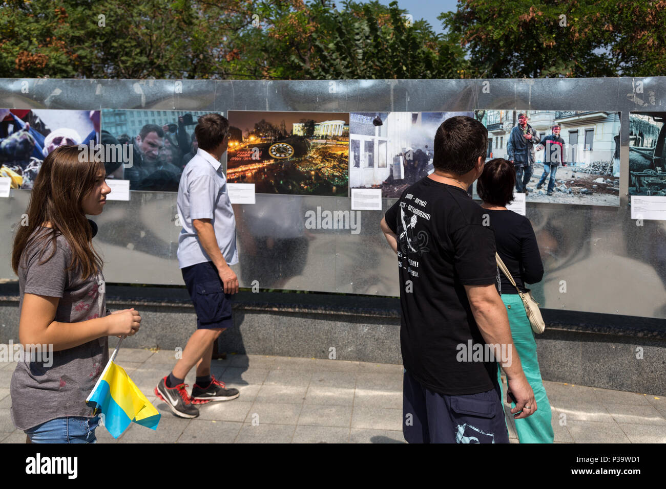 Odessa, Ucraina, mostra fotografica sulle manifestazioni di Maidan 2014 Foto Stock