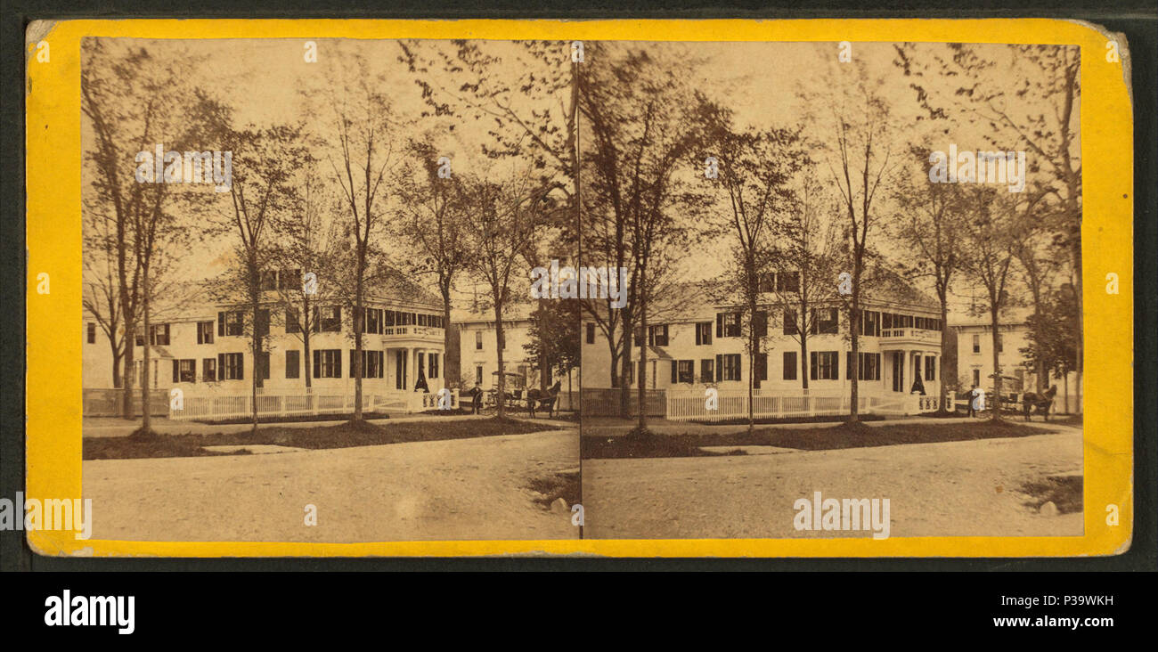 . Carrozza a cavalli di fronte a una casa. Copertura: 1869?-1882?. Elemento digitale pubblicata 7-18-2005; aggiornato 2-12-2009. 143 carrozza trainata da cavalli nella facciata di una casa, da Robert N. Dennis raccolta di vista stereoscopica Foto Stock