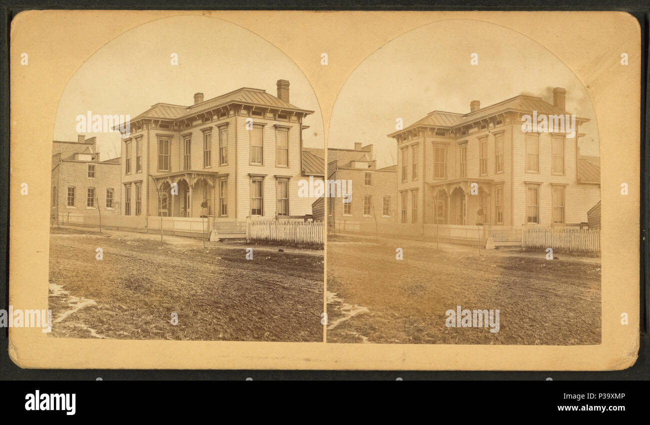 145 Casa nei pressi di edifici commerciali, Speranza, Indiana, da Robert N. Dennis raccolta di vista stereoscopica Foto Stock