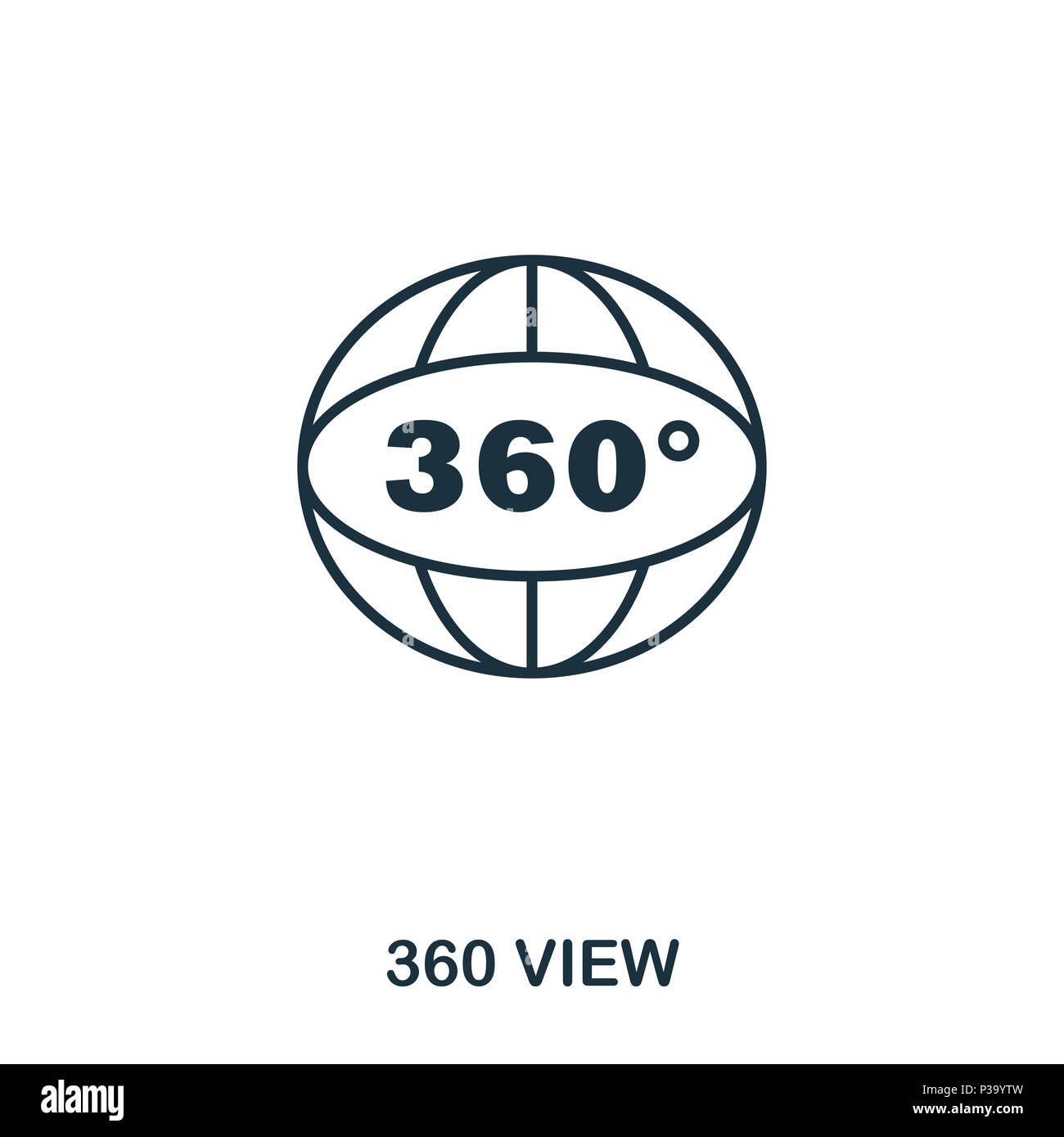 360 Visualizza icona. Mobile App, stampa, icona del sito web. Semplice elemento cantare. Monocromatico 360 Visualizza icona illustrazione. Foto Stock