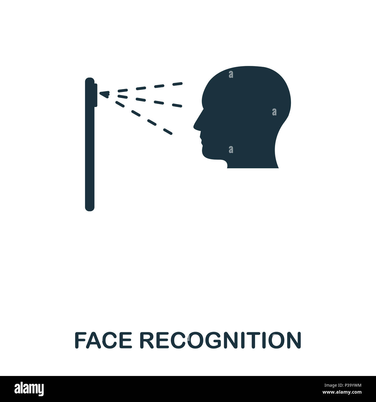 Il riconoscimento del volto e la relativa icona. Mobile App, stampa, icona del sito web. Semplice elemento cantare. Monocromatico Face Recognition icon illustrazione. Foto Stock