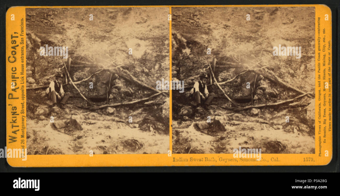 . Indiano bagno di sudore, geyser, Sonoma Co., Cal. Titolo alternativo: Watkin della costa del Pacifico, 1579. Creato: 1861-1873. Copertura: 1861-1873. Elemento digitale pubblicata 8-31-2005; aggiornato 7-21-2008. 153 indiano bagno di sudore, geyser, Sonoma Co., Cal, da Watkins, Carleton E., 1829-1916 Foto Stock