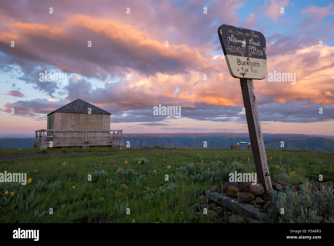 Buckhorn avvistamento incendi stazione presso il bordo di Hells Canyon, Oregon. Foto Stock