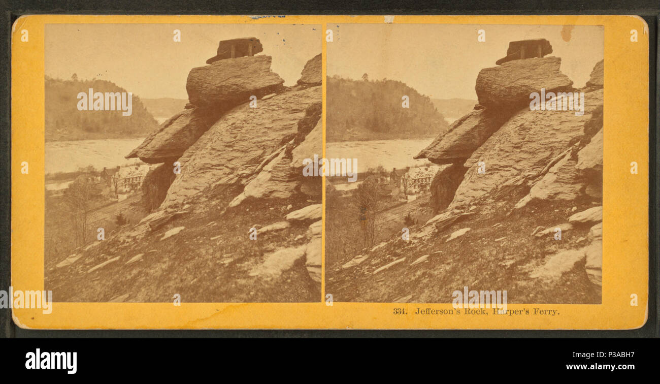 . Jefferson Rock, Harper's Ferry. Copertura: 1859?-1885?. Fonte impronta: 1859?-1885?. Elemento digitale pubblicata 1-25-2006; aggiornato 2-13-2009. 161 Jefferson Rock, Harper's Ferry, da Robert N. Dennis raccolta di vista stereoscopica Foto Stock