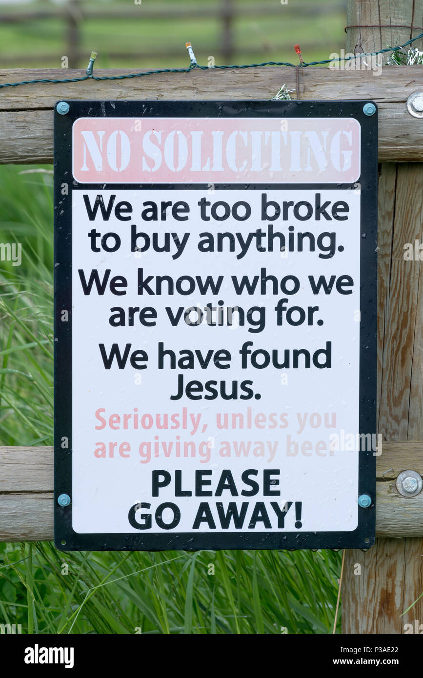 Nessun segno di sollecitare in Valle Wallowa, Oregon. Foto Stock