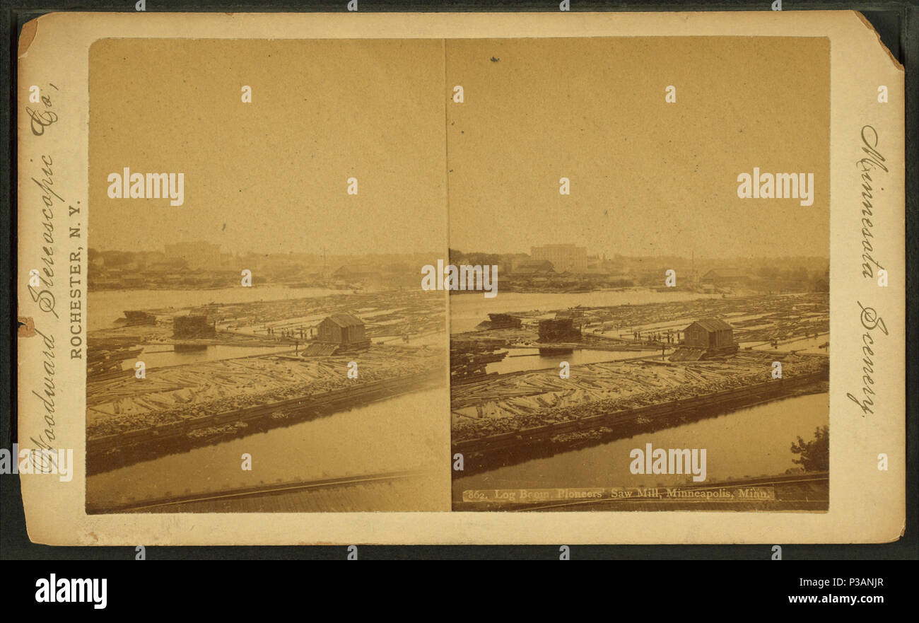 172 del braccio di registro, Pionieri' segheria, Minneapolis, DCIM, da stereoscopico Woodward Co. Foto Stock