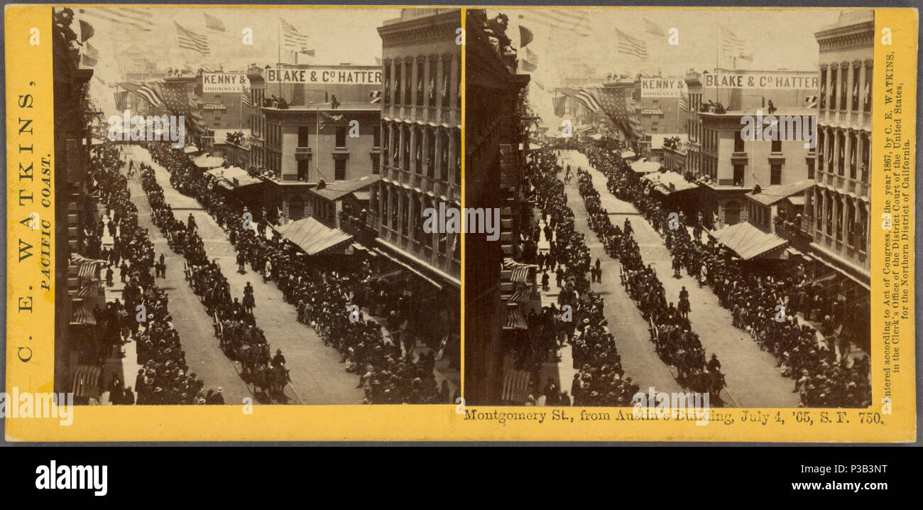 . Montgomery St., da Austin's edificio, 4 luglio '65, S.F. Titolo alternativo: costa del Pacifico. Copertura: 1867. Elemento digitale pubblicata 9-7-2006; aggiornato 8-10-2010. 194 Montgomery St., da Austin's edificio, 4 luglio '65, S.F, da Watkins, Carleton E., 1829-1916 Foto Stock