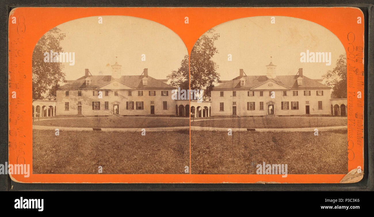 . Mt. Vernon mansion, ovest o anteriore originale. Pubblicato: c1880. Copertura: 1880. Fonte impronta: Mount Vernon, Va. : Mt. Vernon Association, 1880. Elemento digitale pubblicata 6-14-2006; aggiornato 2-13-2009. 201 Mt. Vernon mansion, ovest o anteriore originale, da N. G. Johnson 2 Foto Stock