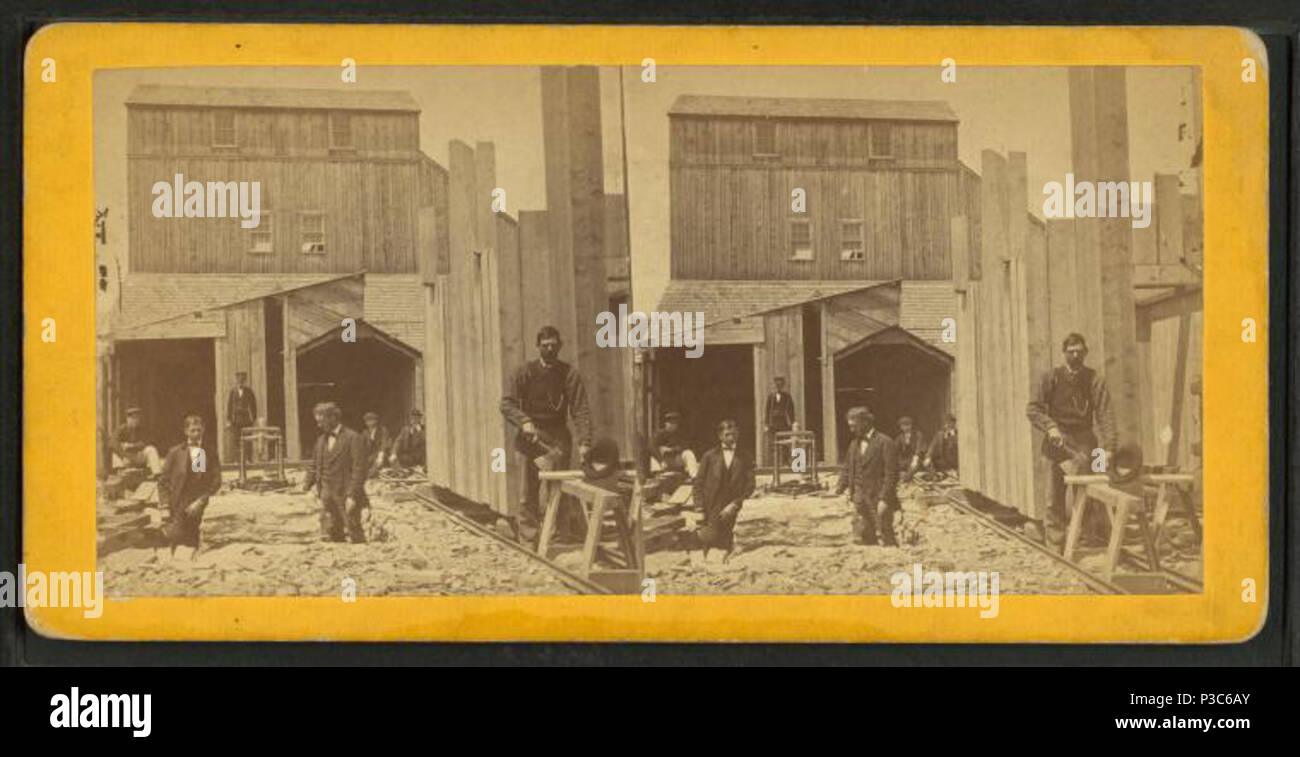 . Vicino a vista di albero centrale edificio, Eng'rs al lavoro. Titolo alternativo: Hoosac tunnel serie di percorso. 236. Copertura: 1865?-1885. Fonte Imprint: 1865?-1885. Elemento digitale pubblicata 8-31-2005; aggiornato 2-12-2009. 206 vicino a vista di albero centrale edificio, Eng'rs al lavoro, da Robert N. Dennis raccolta di vista stereoscopica Foto Stock