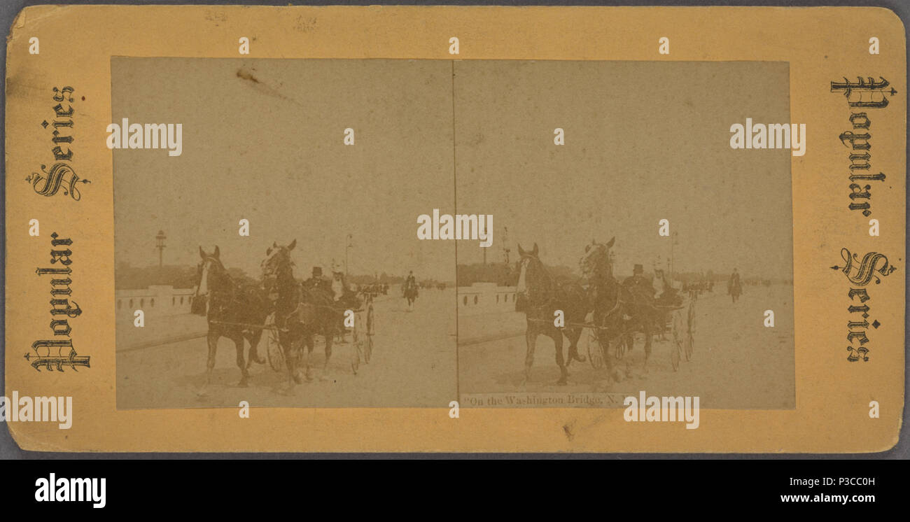 . Sul Washington Bridge, N.Y. [Carrozza attraversando il ponte.] Titolo alternativo: la popolare serie. Copertura: 1870?-1890?. Elemento digitale pubblicata 9-7-2006; aggiornato 6-25-2010. 223 sul Washington Bridge, N.Y. (Carrozza attraversando il ponte.), da Robert N. Dennis raccolta di vista stereoscopica Foto Stock