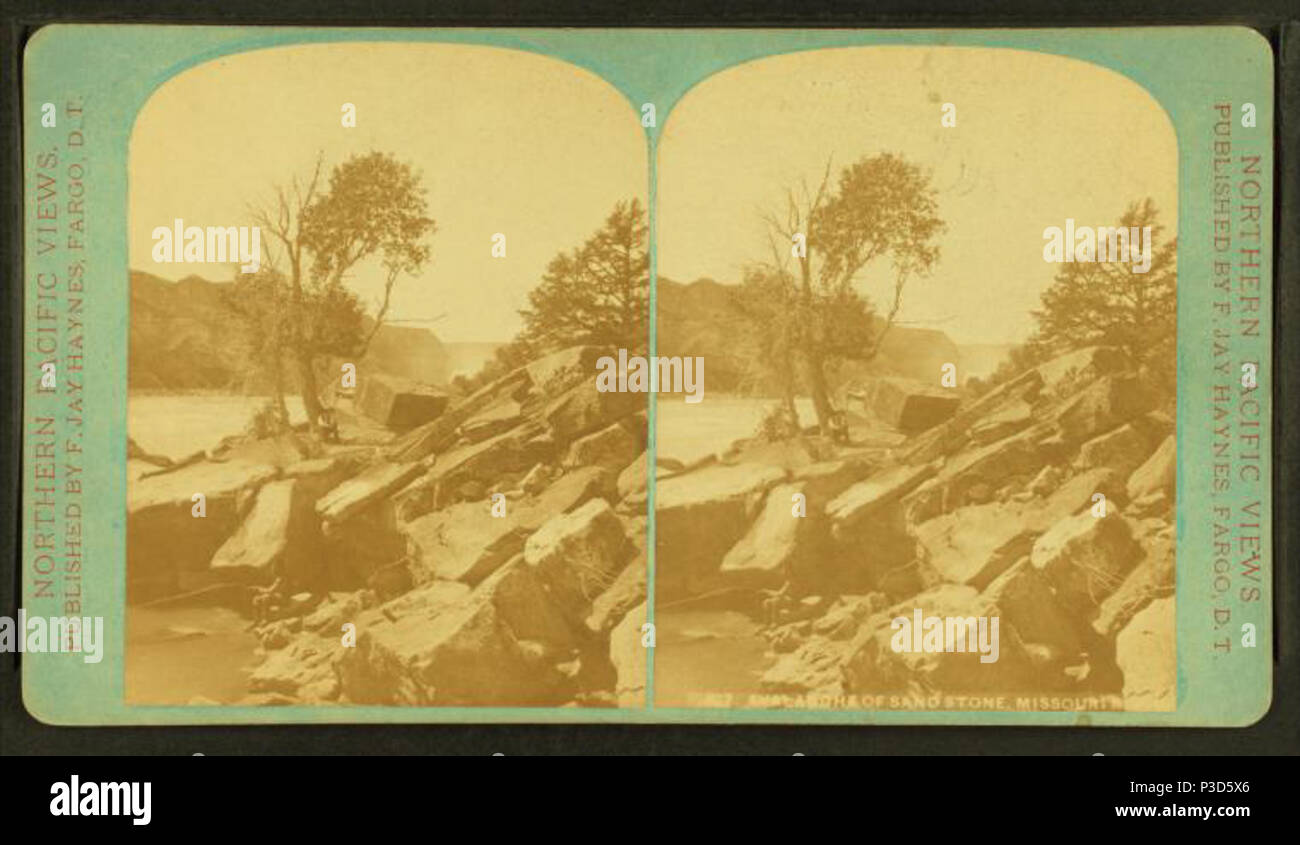 . Valanga di arenaria, Fiume Missouri. Copertura: 1876?-1903?. Fonte impronta: Moorhead, Minn. ; Fargo, D. T. ; San Paul, Minn. : F. Jay Haynes, 1876?-1903?. Elemento digitale pubblicata 8-11-2006; aggiornato 2-13-2009. 26 valanga di arenaria, Missouri River, da Haynes, F. Jay (Frank Jay), 1853-1921 Foto Stock