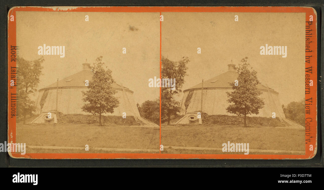 . Il serbatoio al Rock Island Arsenal. Titolo alternativo: vista stereoscopica di Rock Island Arsenal. Copertura: 1870?-1895?. Fonte Imprint: 1870?-1895?. Elemento digitale pubblicata 6-2-2005; aggiornato 2-12-2009. 253 Serbatoio al Rock Island Arsenal, dalla vista occidentale Co. Foto Stock