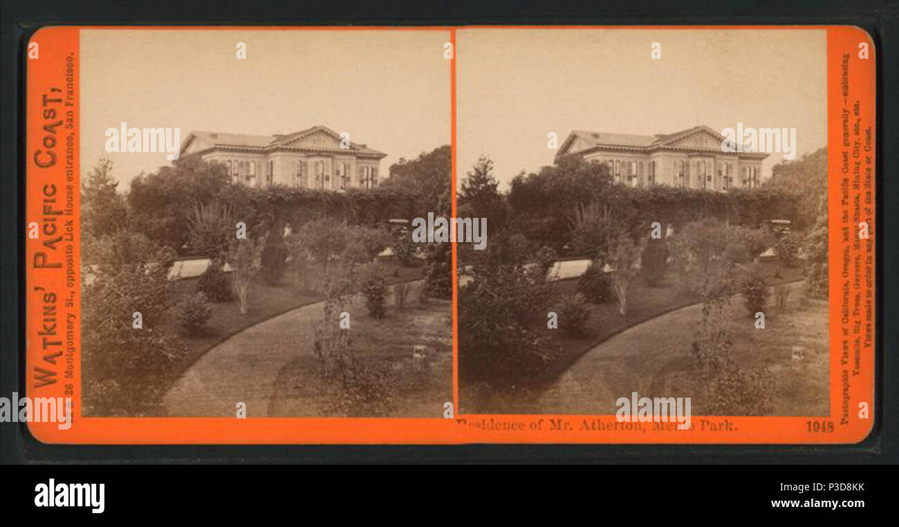 . Residenza del sig. Atherton, Menlo Park. Titolo alternativo: Watkins " Costa del Pacifico . Copertura: 1870?-1874. Elemento digitale pubblicata 2-16-2006; aggiornato 7-21-2008. 254 Residenza del sig. Atherton, Menlo Park, da Watkins, Carleton E., 1829-1916 Foto Stock