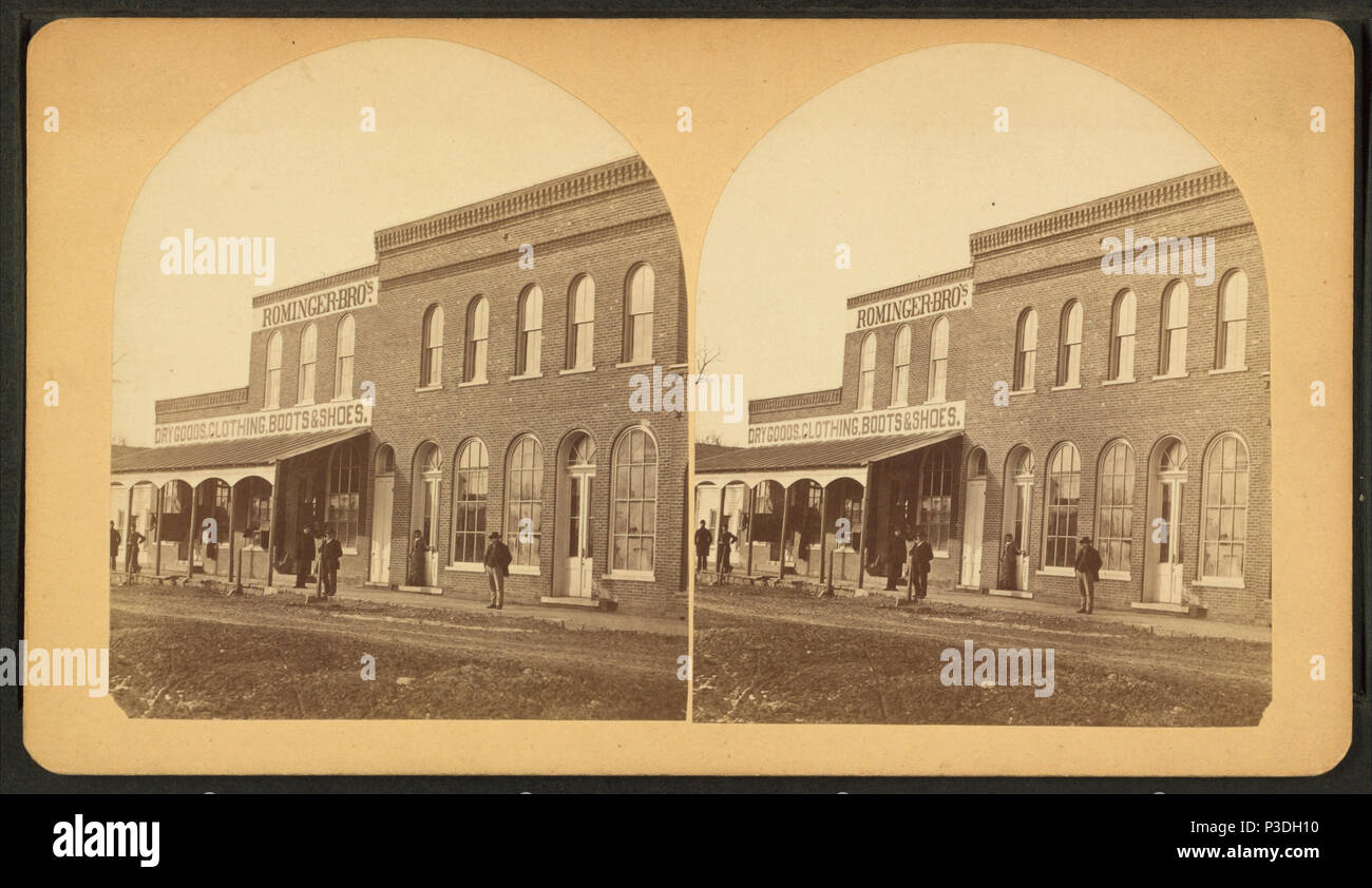257 Rominger Bros. negozio di abbigliamento e altri edifici commerciali, Speranza, Indiana, da Robert N. Dennis raccolta di vista stereoscopica Foto Stock