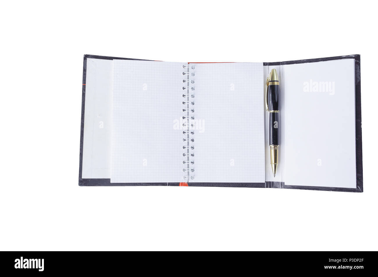 Close up. aprire Organizer e penna su sfondo bianco .foto con spazio di copia Foto Stock