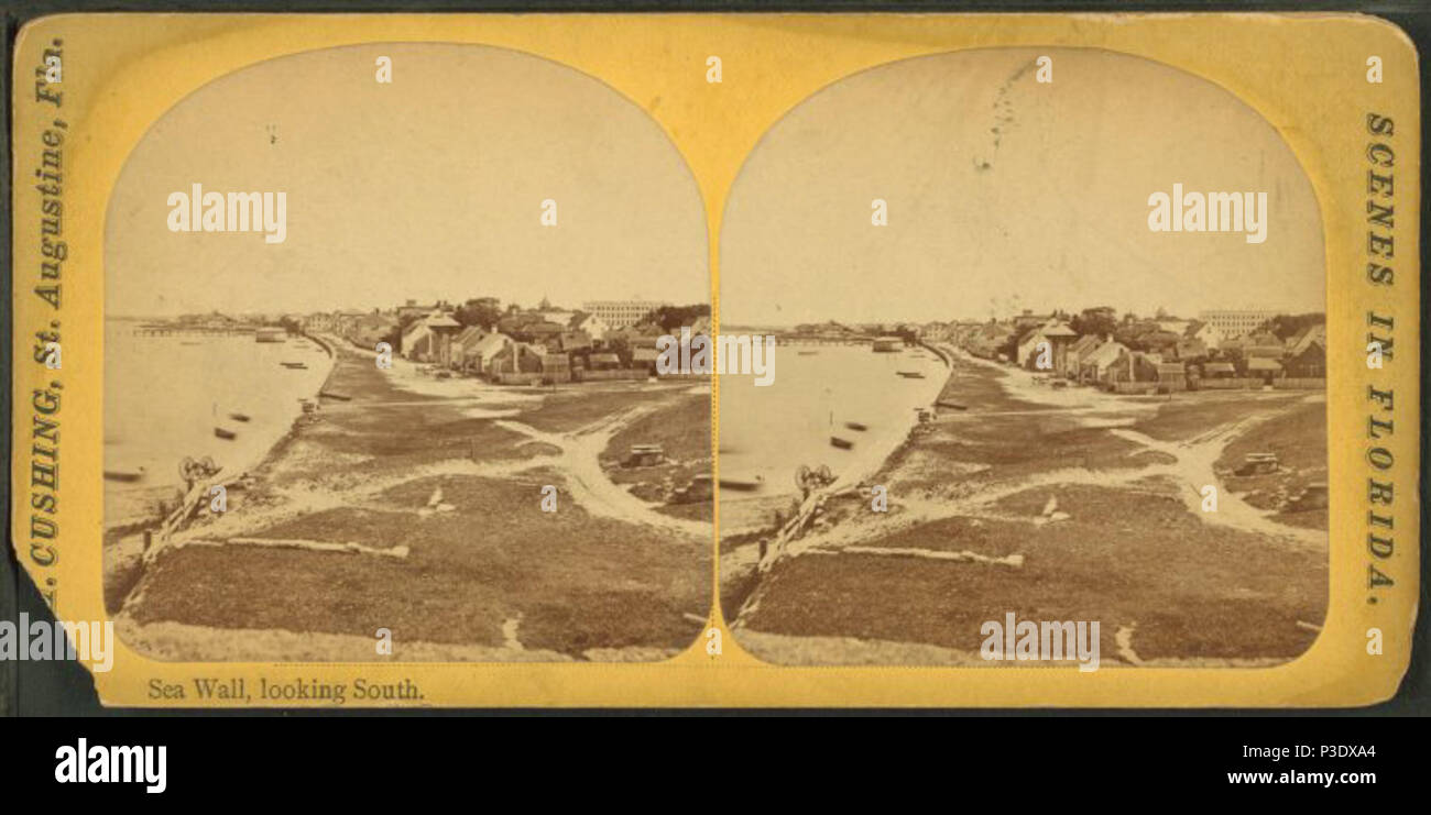 . Parete di mare, guardando verso sud. Titolo alternativo: Scene in Florida . Copertura: 1868?-1890?. Fonte impronta: 1868?-1890?. Elemento digitale pubblicata 7-18-2005; aggiornato 2-12-2009. 266 Sea Wall, guardando verso sud, da Robert N. Dennis raccolta di vista stereoscopica Foto Stock