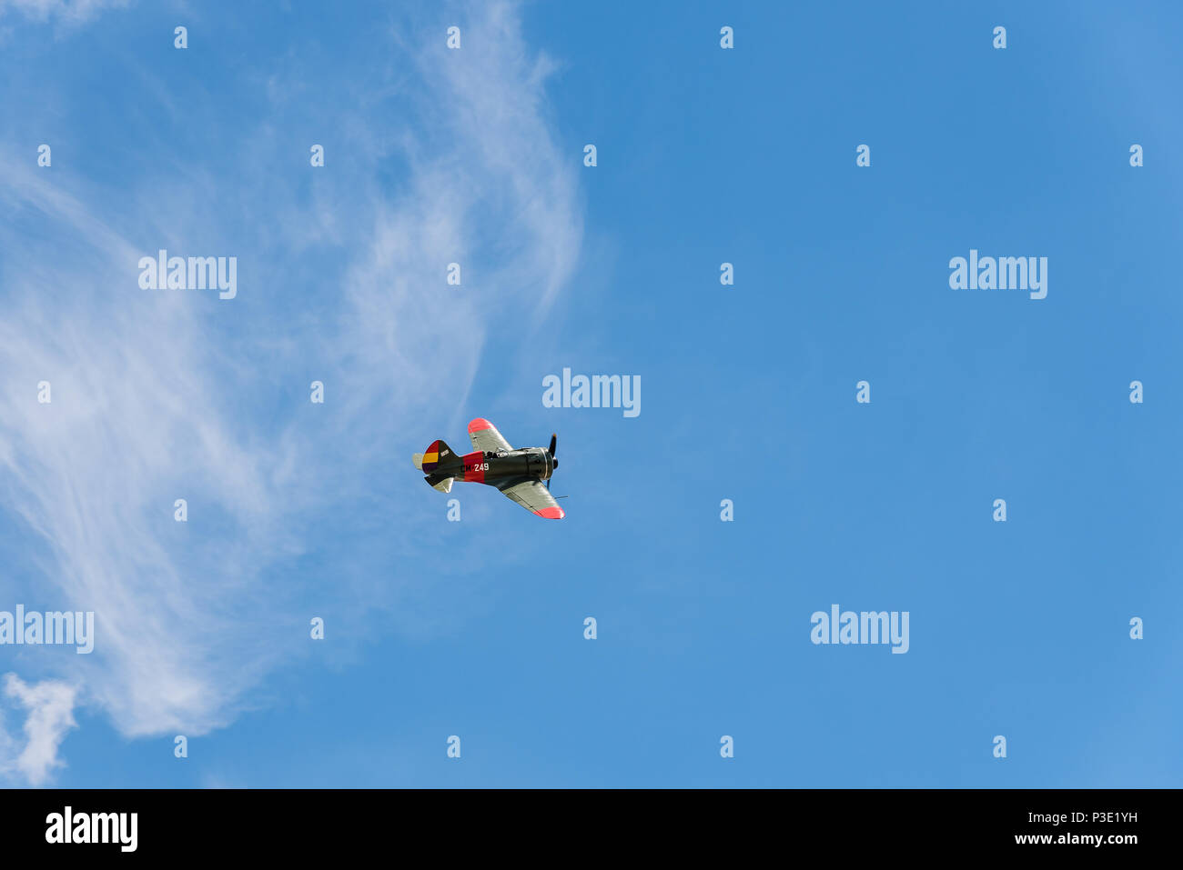 Madrid, Spagna - 3 Giugno 2018: Policarpov I-16 dal 1933 aerei russi durante air show della storica collezione aerei a Cuatro Vientos aeroporto. Esso Foto Stock