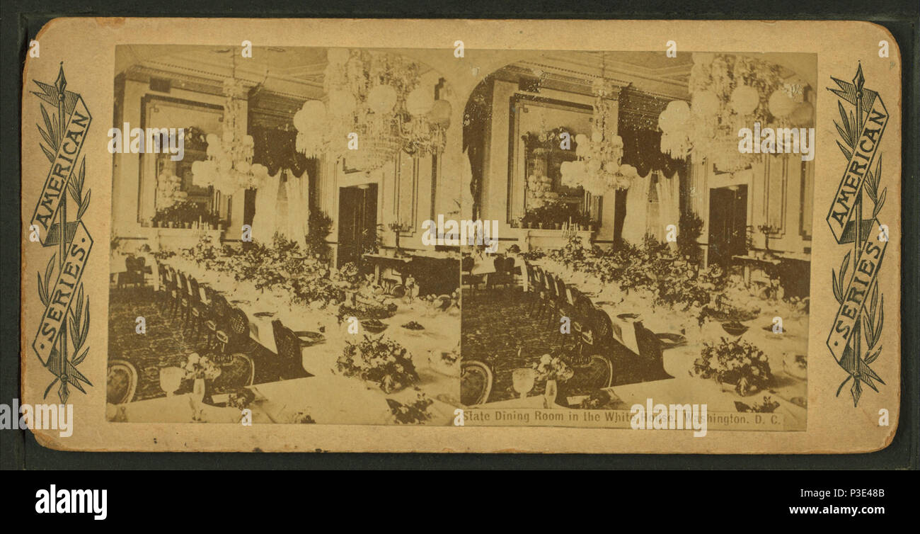282 membro Sala da Pranzo nella Casa Bianca, Washington D.C, da Robert N. Dennis raccolta di vista stereoscopica Foto Stock