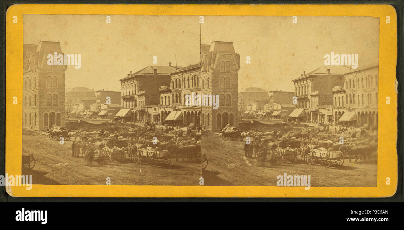 288 Street scene dotate di edifici e passeggini, da Robert N. Dennis raccolta di vista stereoscopica Foto Stock