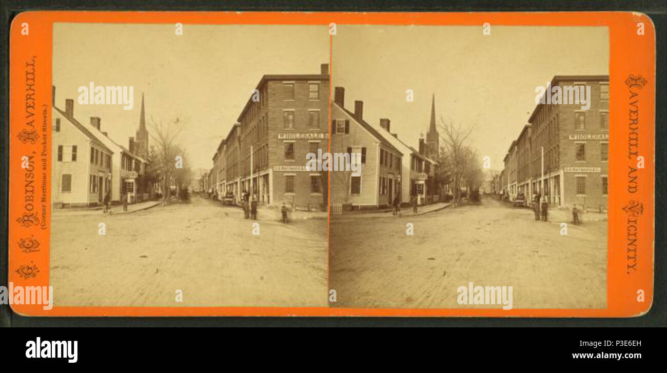 . Street View mostra gli edifici commerciali e chiesa. Titolo alternativo: Haverhill e dintorni. Copertura: 1865?-1880?. Fonte Imprint: 1865?-1880?. Elemento digitale pubblicata 8-31-2005; aggiornato 2-12-2009. 289 Street vista che mostra la costruzione di edifici commerciali e chiesa, da Godfrey Clive Robinson Foto Stock