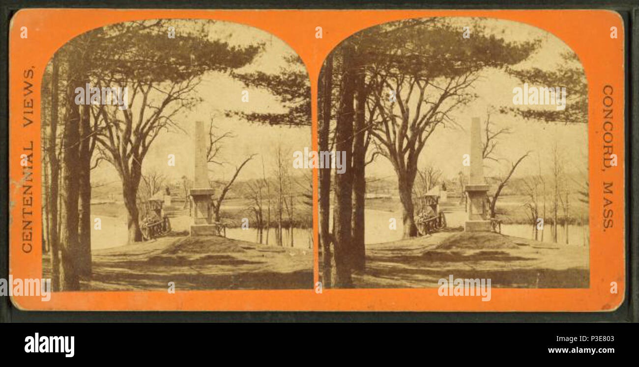 . Battle Ground, monumento in primo piano, sul luogo dove i soldati britannici sono scesi. Titolo alternativo: Centennial viste, Concord, messa. Copertura: 1859?-1900?. Fonte impronta: 1859?-1900?. Elemento digitale pubblicata 8-31-2005; aggiornato 2-12-2009. 31 Battle Ground, monumento in primo piano, sul luogo dove i soldati britannici sono scesi, da Lewis, Thomas, d. 1901 Foto Stock