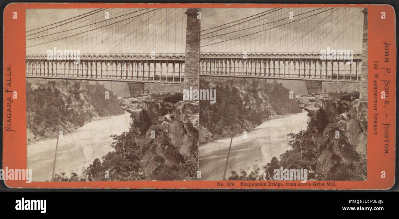 . Ponte di sospensione dal di sopra Grist Mill. Copertura: [1863?-1880?]. Elemento digitale pubblicata 6-14-2006; aggiornato 4-23-2009. 294 Ponte di sospensione dal di sopra Grist Mill, da Soule, John P., 1827-1904 4 Foto Stock