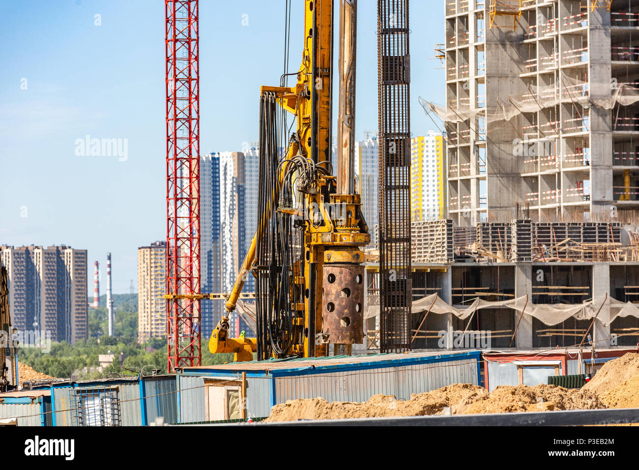 Sito in costruzione, vista laterale Foto Stock