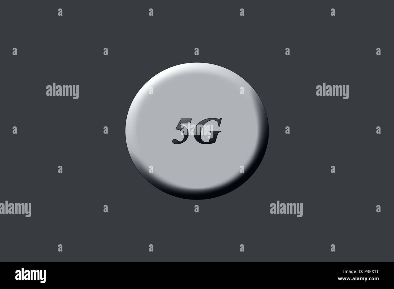 5G scritto su un ellisse o un cerchio. Foto Stock