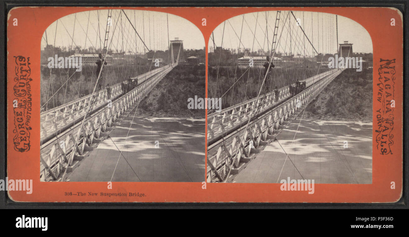 . Il nuovo ponte di sospensione. Copertura: 1869?-1880?. Fonte impronta: Niagara Falls, N.Y. : George E. Curtis, 1869?-1880?. Elemento digitale pubblicata 8-11-2006; aggiornamento 12-5-2008. 315 Il nuovo ponte di sospensione, da Curtis, George E., d. 1910 4 Foto Stock