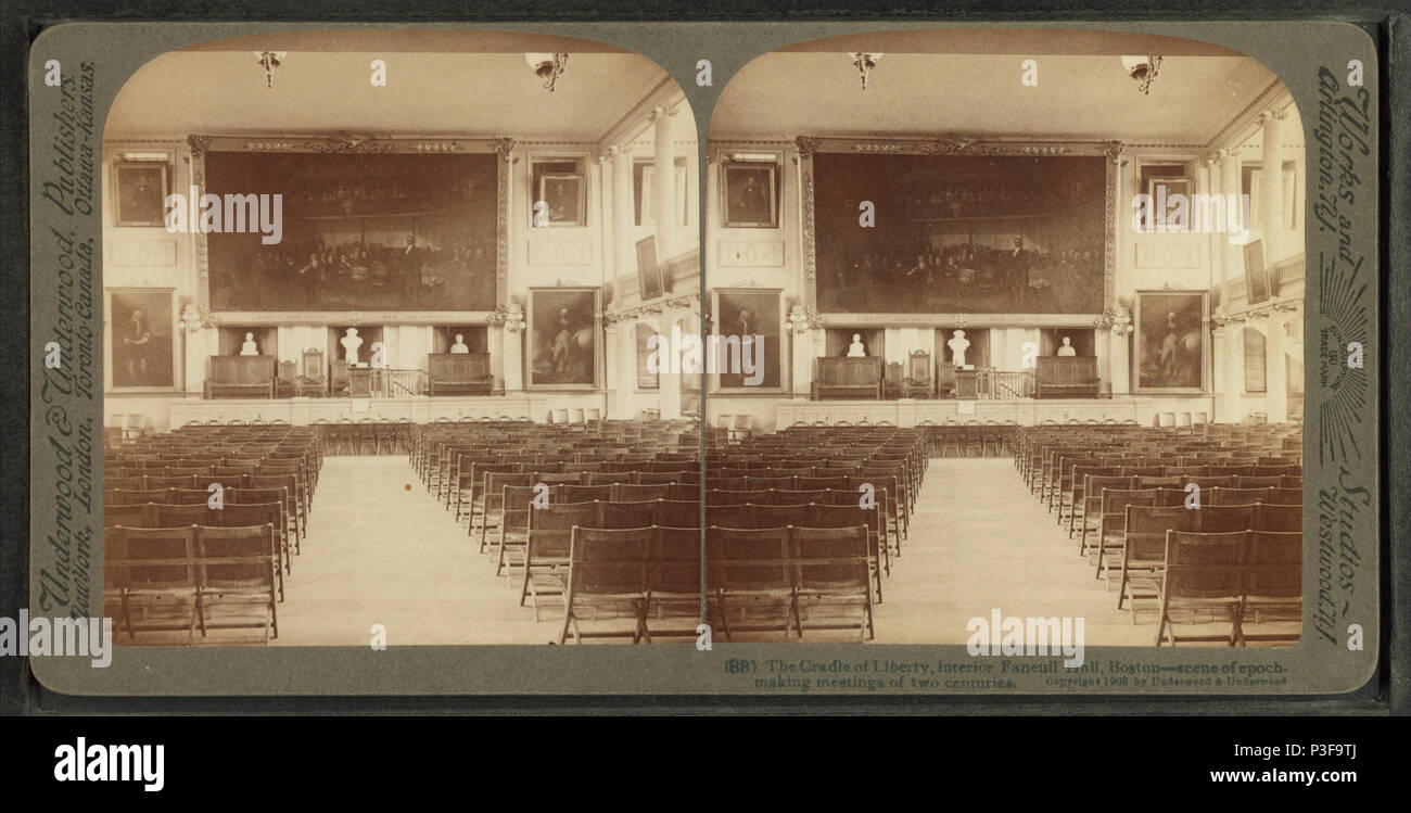 304 La culla della libertà, interno, Faneuil Hall, Boston--scena di epocali di riunioni di due secoli, da Underwood &AMP; Underwood 2 Foto Stock