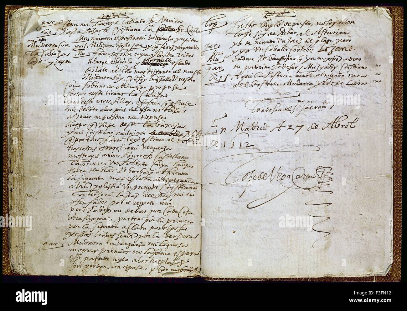 ESCRITO Y AUTOGRAFO EN 1612. Autore: Félix Lope de Vega (1562-1635). Posizione: Academia de la Lengua-COLECCION, MADRID, Spagna. Foto Stock