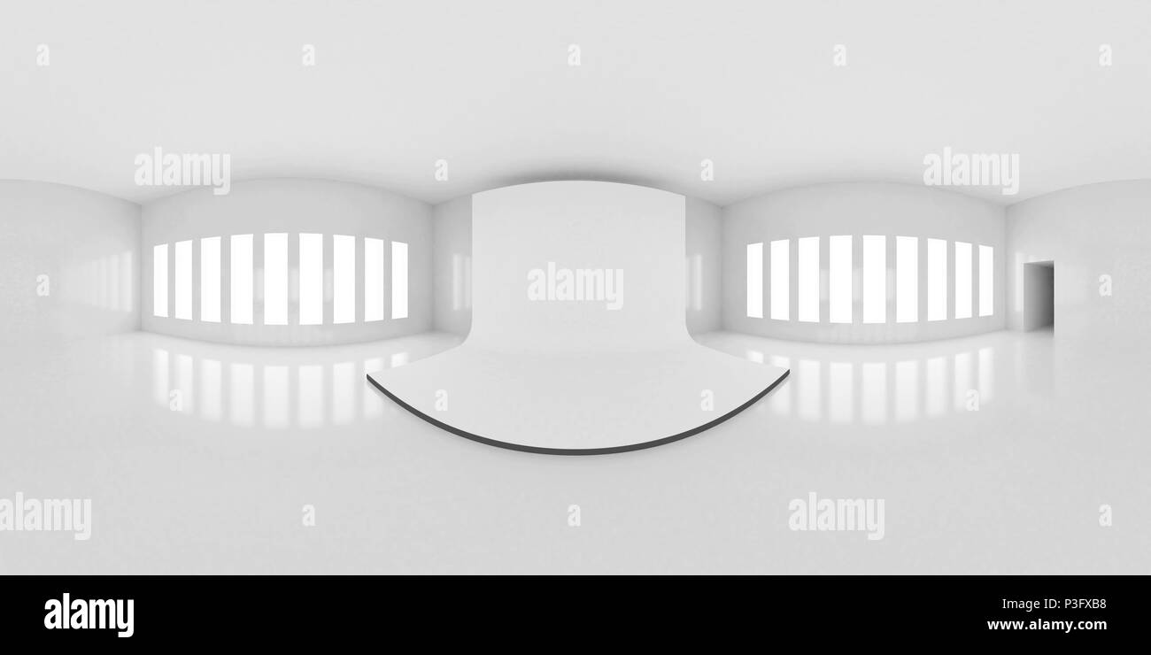 HDRI environment map, astratto panorama sferica sfondo, interno con stadio, sorgente di luce bianca (rendering 3d'illustrazione) Foto Stock