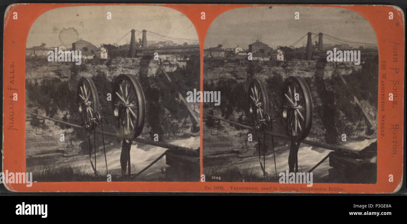 . Velocipede, utilizzato nella costruzione di un ponte sospeso. Titolo alternativo: American viste. Copertura: [1863?-1880?]. Elemento digitale pubblicata 6-14-2006; aggiornato 4-23-2009. 341 Velocipede, utilizzato nella costruzione di un ponte sospeso, da Soule, John P., 1827-1904 Foto Stock