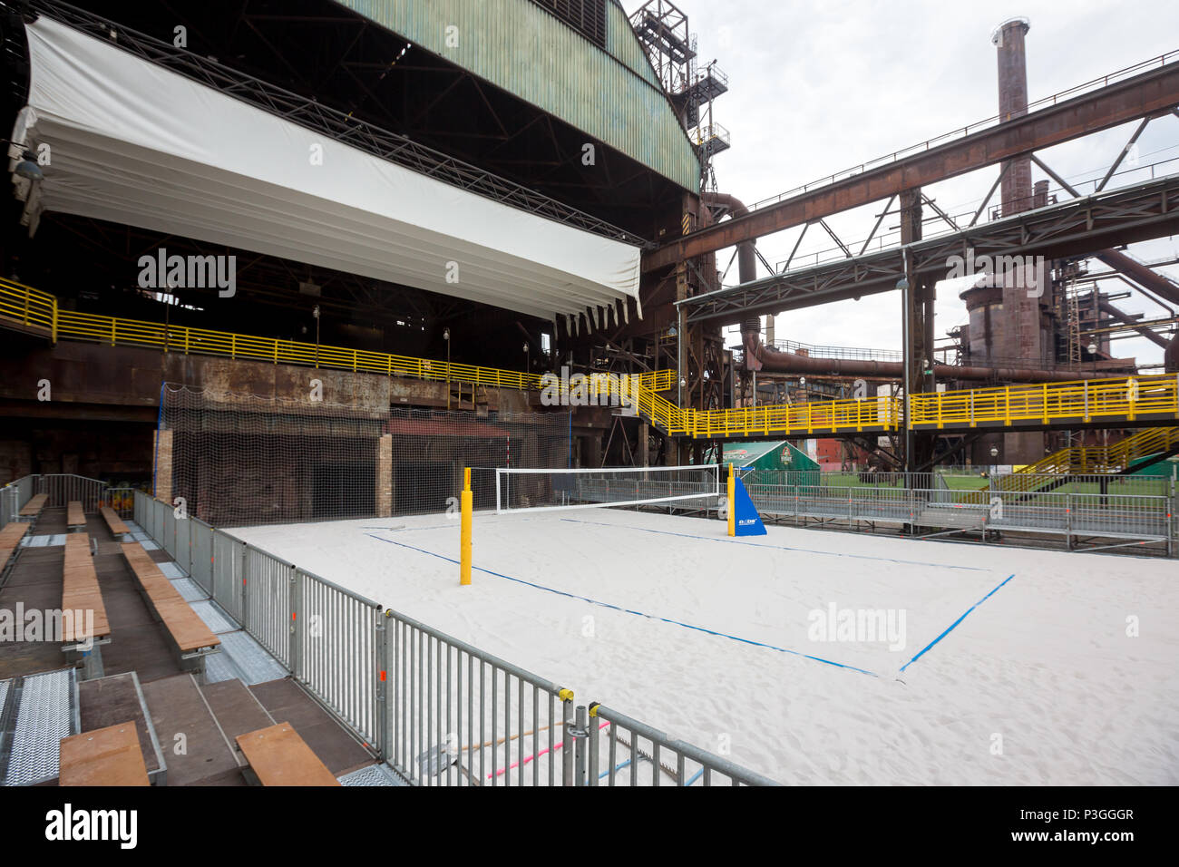 FIVB Beach Volleyball World Tour - Ostrava spiaggia aperto, inferiore Vitkovice industrial park, corte Foto Stock