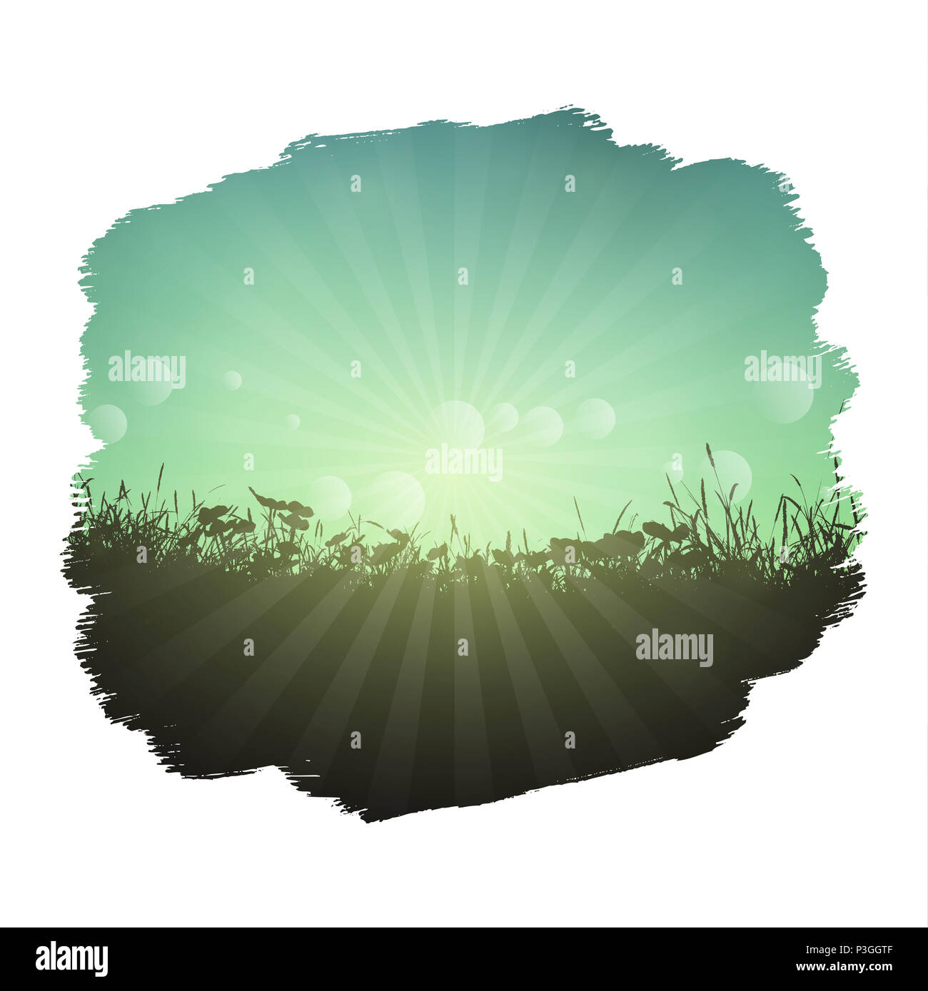 Paesaggio Astratto con pennellate dipinto di confine Foto Stock