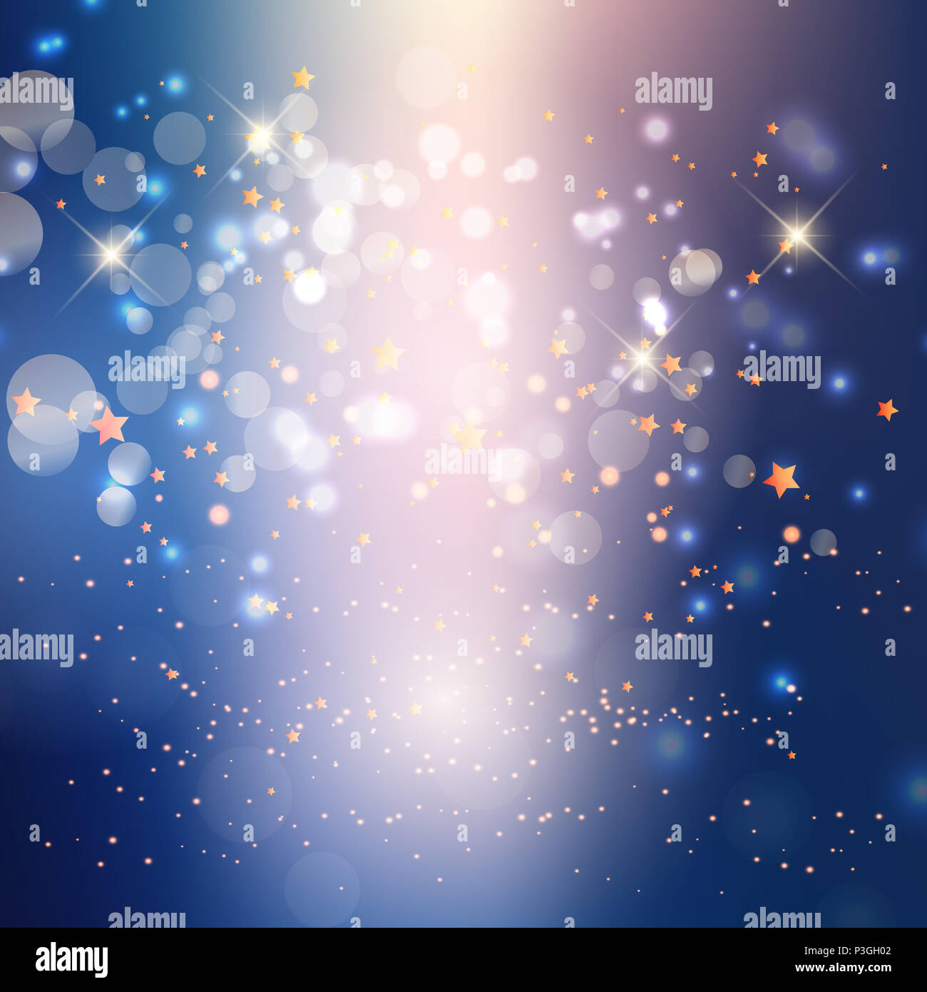 Abstract sfondo con luci e stelle Foto Stock