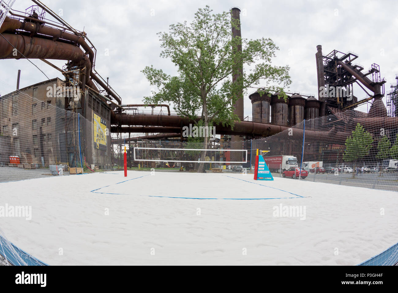 FIVB Beach Volleyball World Tour - Ostrava spiaggia aperto, inferiore Vitkovice industrial park, corte Foto Stock