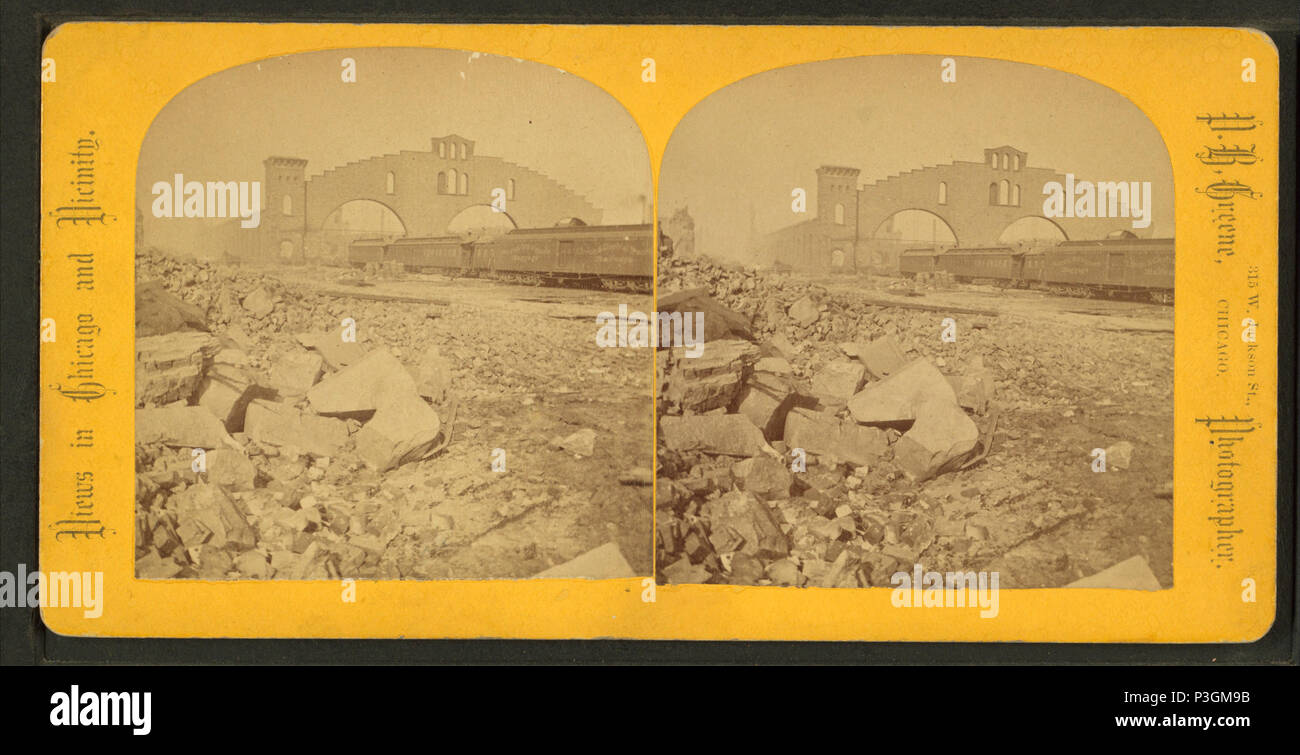 . Unione Depot. Titolo alternativo: viste in Chicago e dintorni. Copertura: 1871. Fonte Imprint: Chicago, Ill. ; P.B. Greene, 1871.. Elemento digitale pubblicata 6-16-2005; aggiornato 2-12-2009. 337 Unione Depot, da P. B. Greene 2 Foto Stock