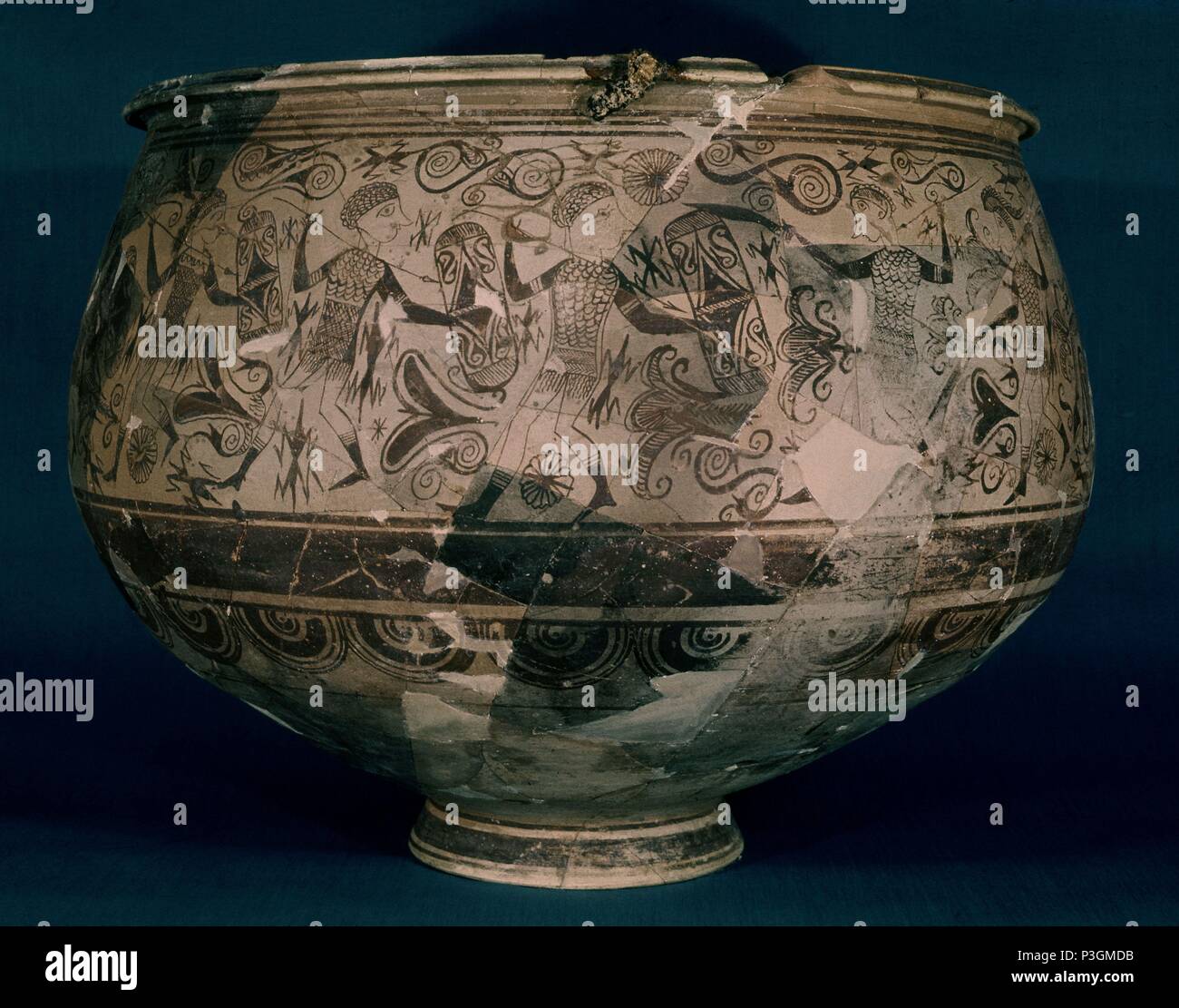 CERAMICA IBERICA - VASO DE LOS GUERREROS PROCEDERE DE SAN MIGUEL DE LIRIA. Posizione: Museo de Prehistoria y archeologia, Spagna. Foto Stock