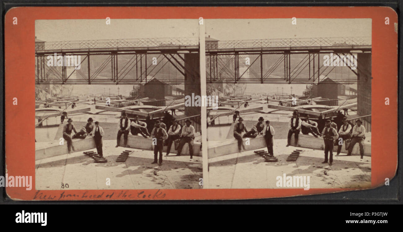 347 vista dalla testa delle serrature guardando giù, Lockport, da F. B. stringono Foto Stock