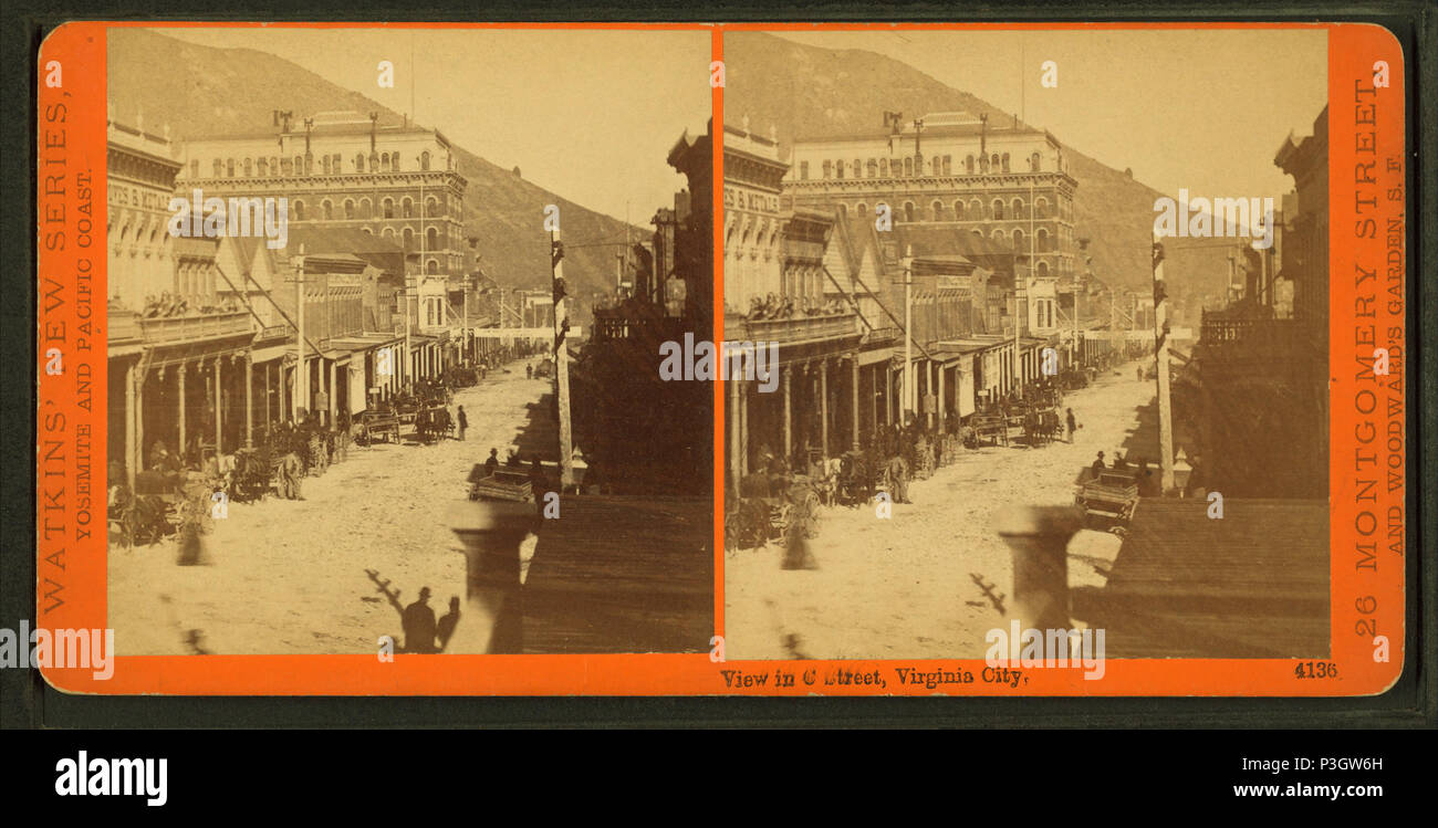 348 vista in C street, Virginia City, da Watkins, Carleton E., 1829-1916 Foto Stock