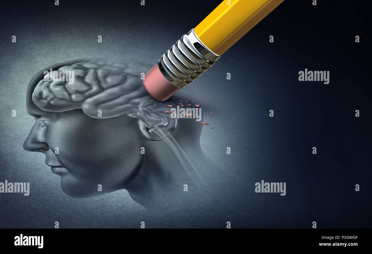 Concetto di perdita della memoria e demenza la malattia e la perdita di funzione cerebrale ricordi come un morbo di Alzheimer simbolo di salute di neurologia e problemi mentali con 3D Foto Stock