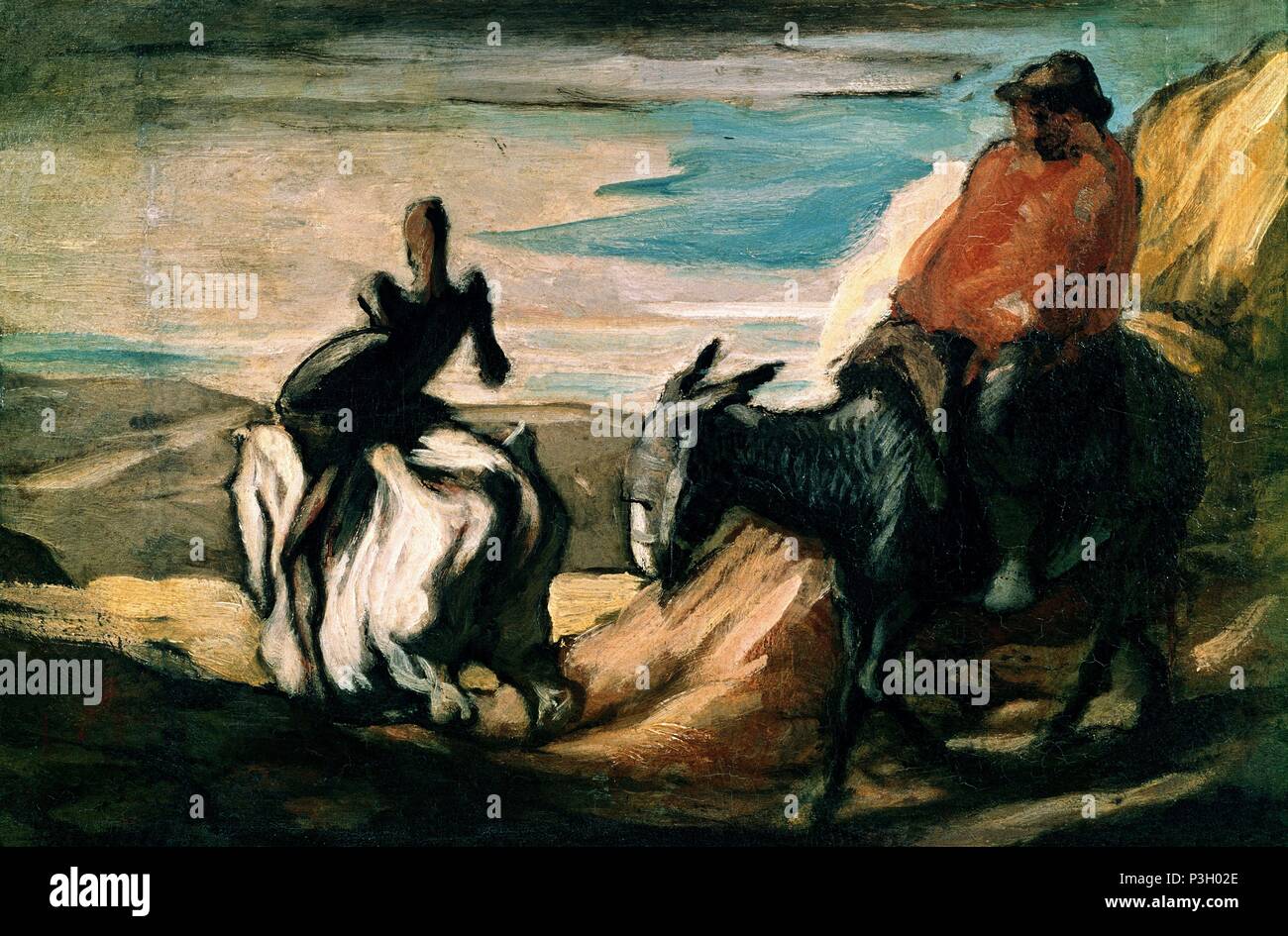 Scuola di francese. Don Chisciotte e Sancho Panza. Xix secolo. Collezione privata. Autore: Honore Daumier (1808-1879). Foto Stock