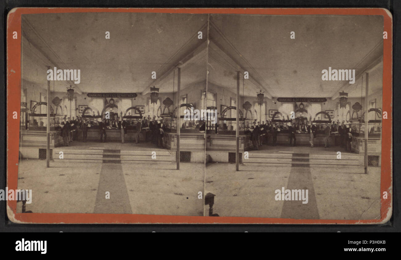 358 vista di Banking e nei reparti degli uffici, da Robert N. Dennis raccolta di vista stereoscopica Foto Stock