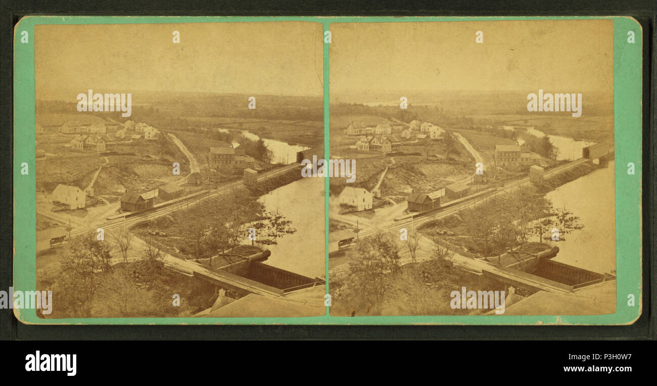 359 vista degli edifici e un fiume da una collina, da William M. Lombard Foto Stock