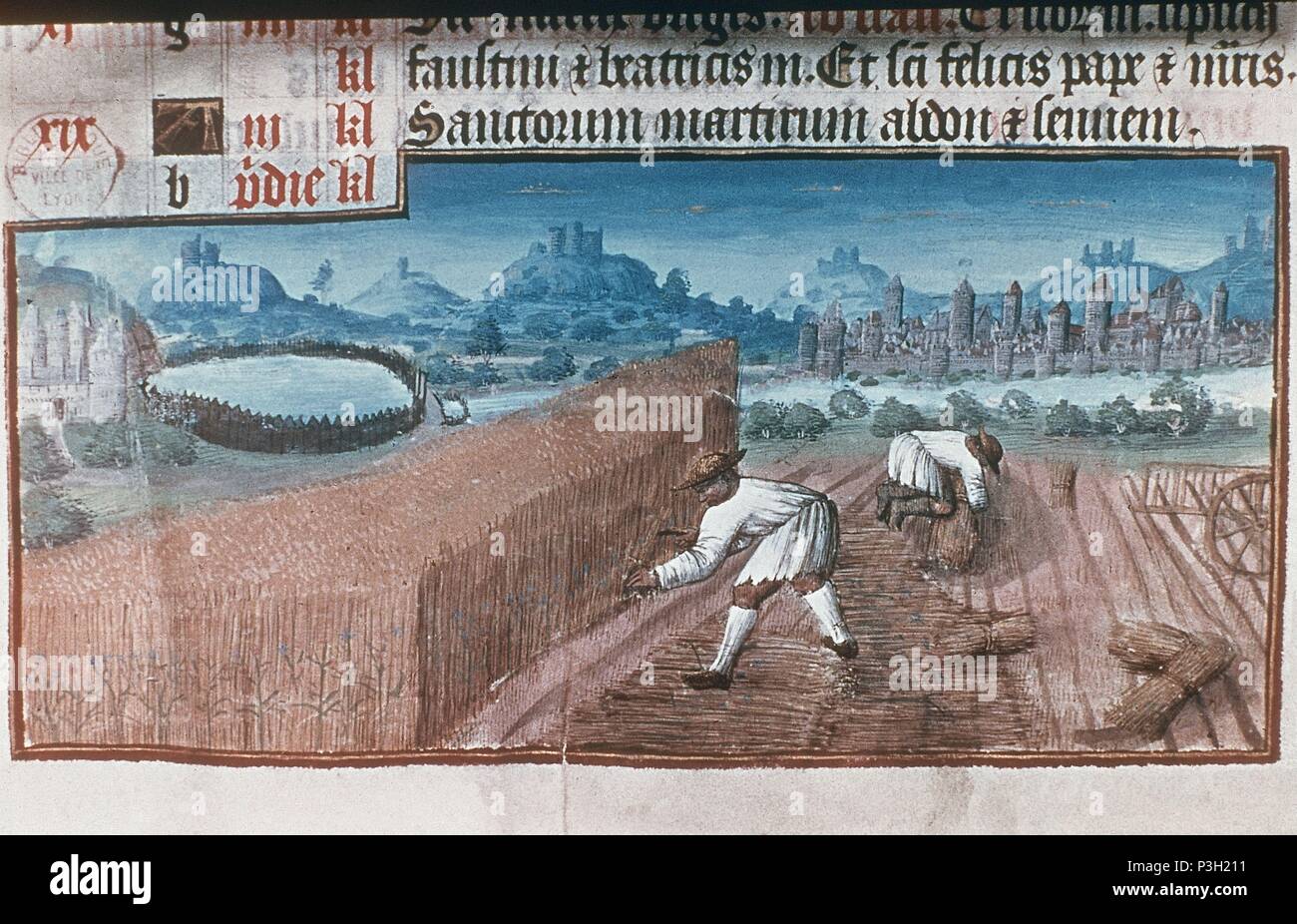 LA SIEGA - DETALLE DE ONU LIBRO DE HORAS DE 1430. Posizione: Biblioteca Nazionale, Francia. Foto Stock